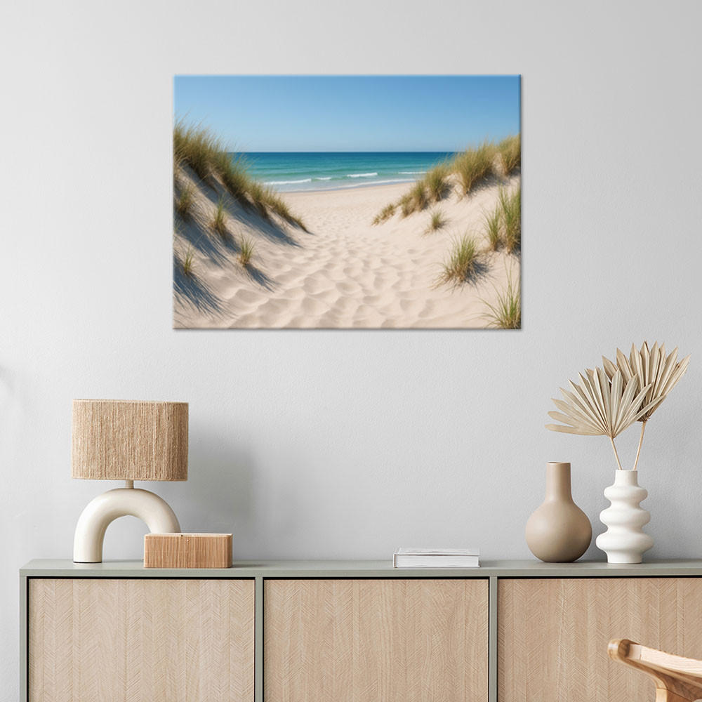 LEINWANDBILD Strand Meer Dünen Shabby Chic 120x80cm - Beige, Textil (120/80cm) - Feeby