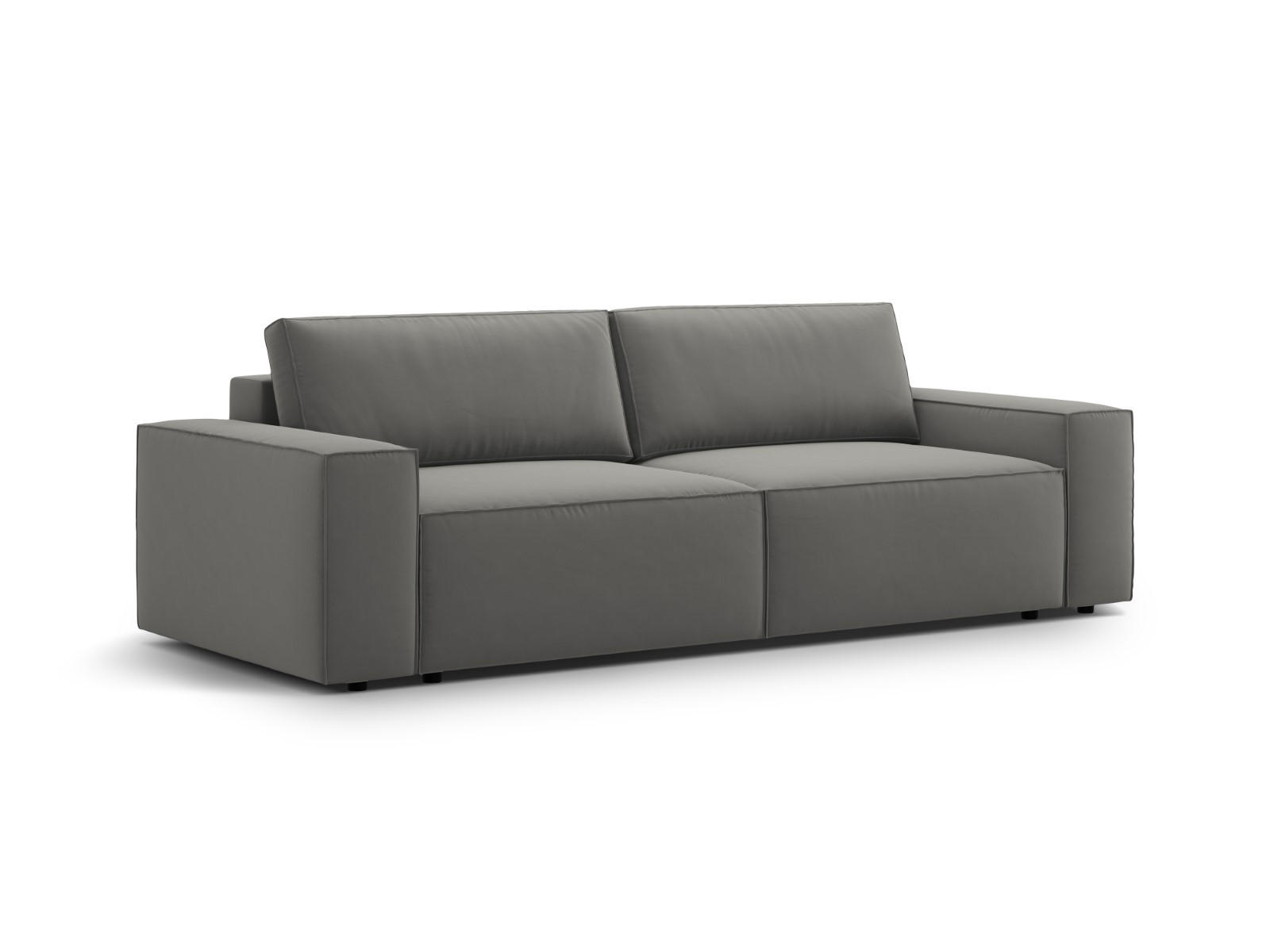 SOFA ausklappbar mit Bettkasten Jodie aus Samt hellgrau 3 Sitzplätze - Hellgrau, Textil (107/86/247cm) - Micadoni