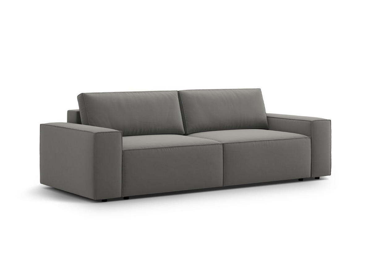 SOFA ausklappbar mit Bettkasten Jodie aus Samt hellgrau 3 Sitzplätze - Hellgrau, Textil (107/86/247cm) - Micadoni