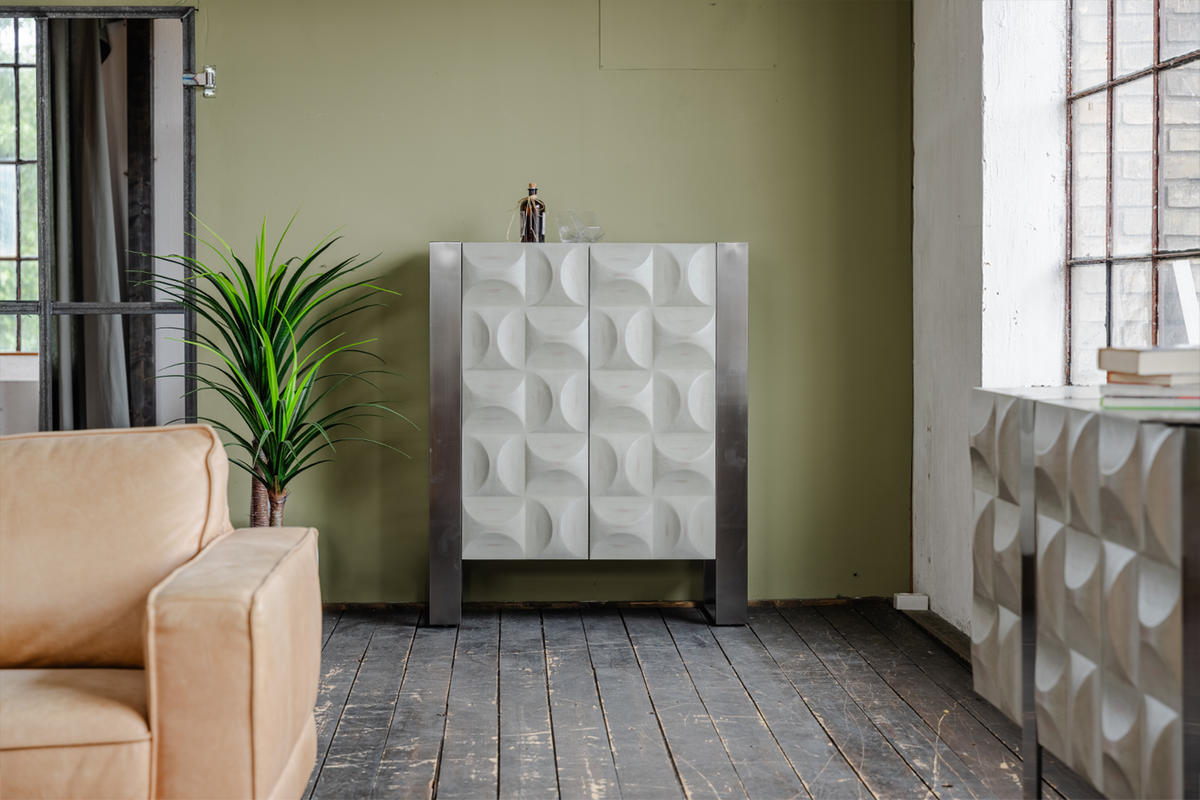 HIGHBOARD MARGO Grau Holz - Grau, Holz/Metall (100/120/40cm) - KAWOLA