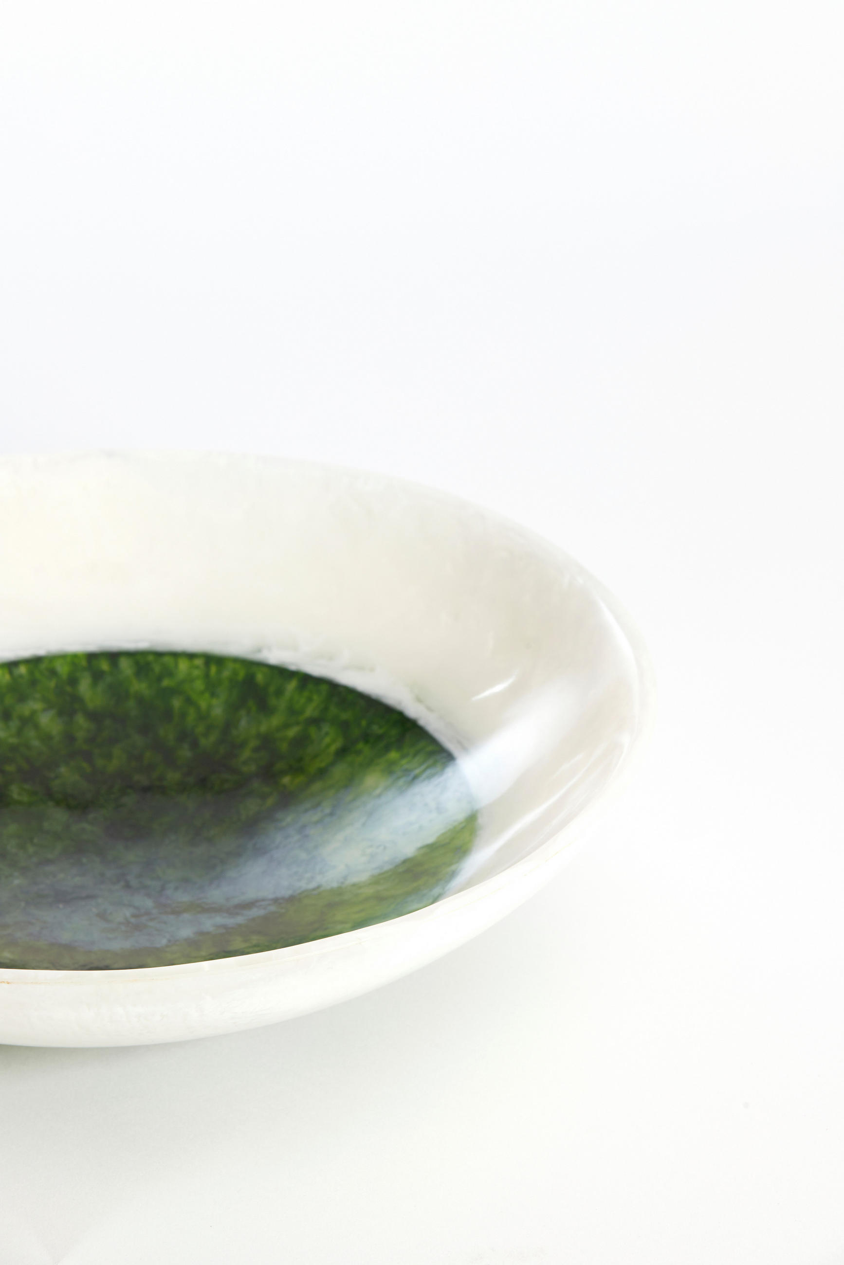 SCHALE Binanga Weiß Ø34/7,5 cm - Weiß/Grün, Kunststoff (34/7.5cm) - Light & Living