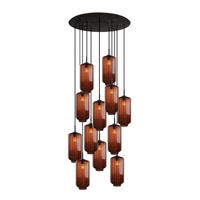 GALERIELEUCHTE Velo 12-flammig Braun Ø 18cm - Schwarz/Braun, Glas (18/18/33cm) - s.luce