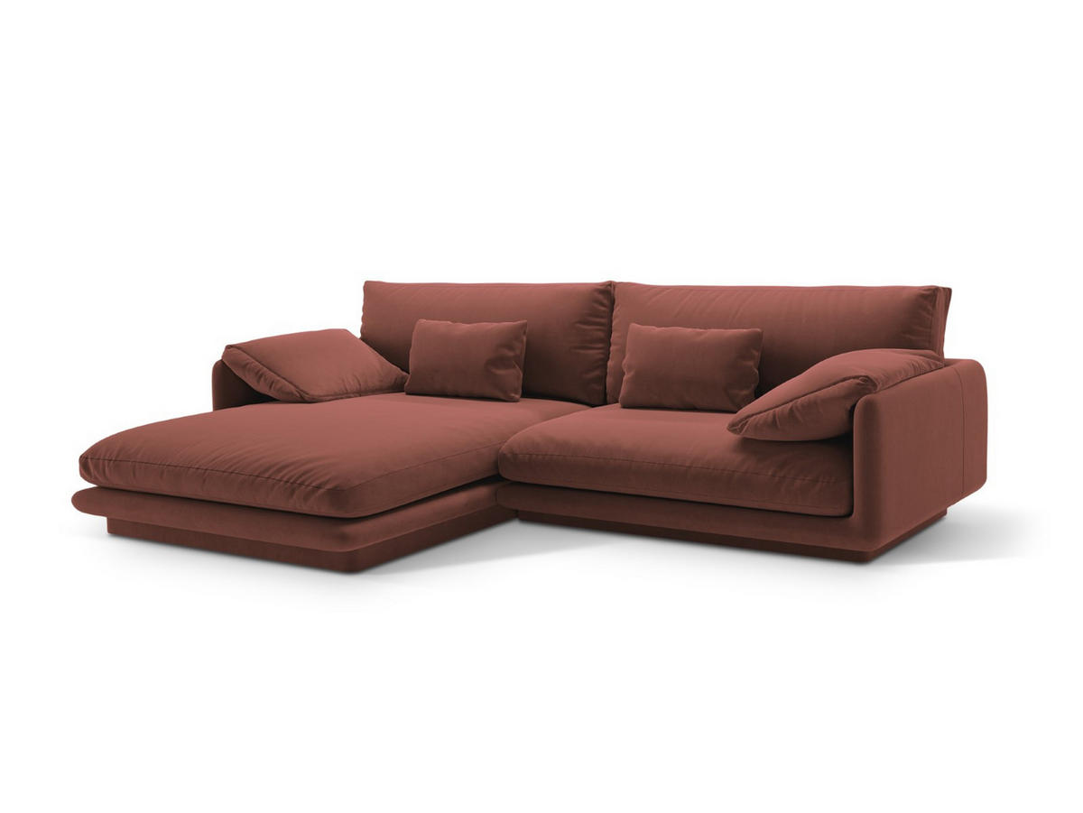 ECKSOFA links Torino aus Samt cuoio 4 Sitzplätze - Kastanienfarben, Textil (170/250cm) - Micadoni