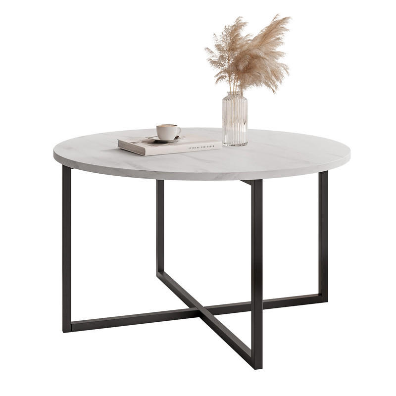 COUCHTISCH BESARO 75/47 cm runden, Schwarz / Bianco - Schwarz/Weiß, Metall (75/75/47cm) - Idohome