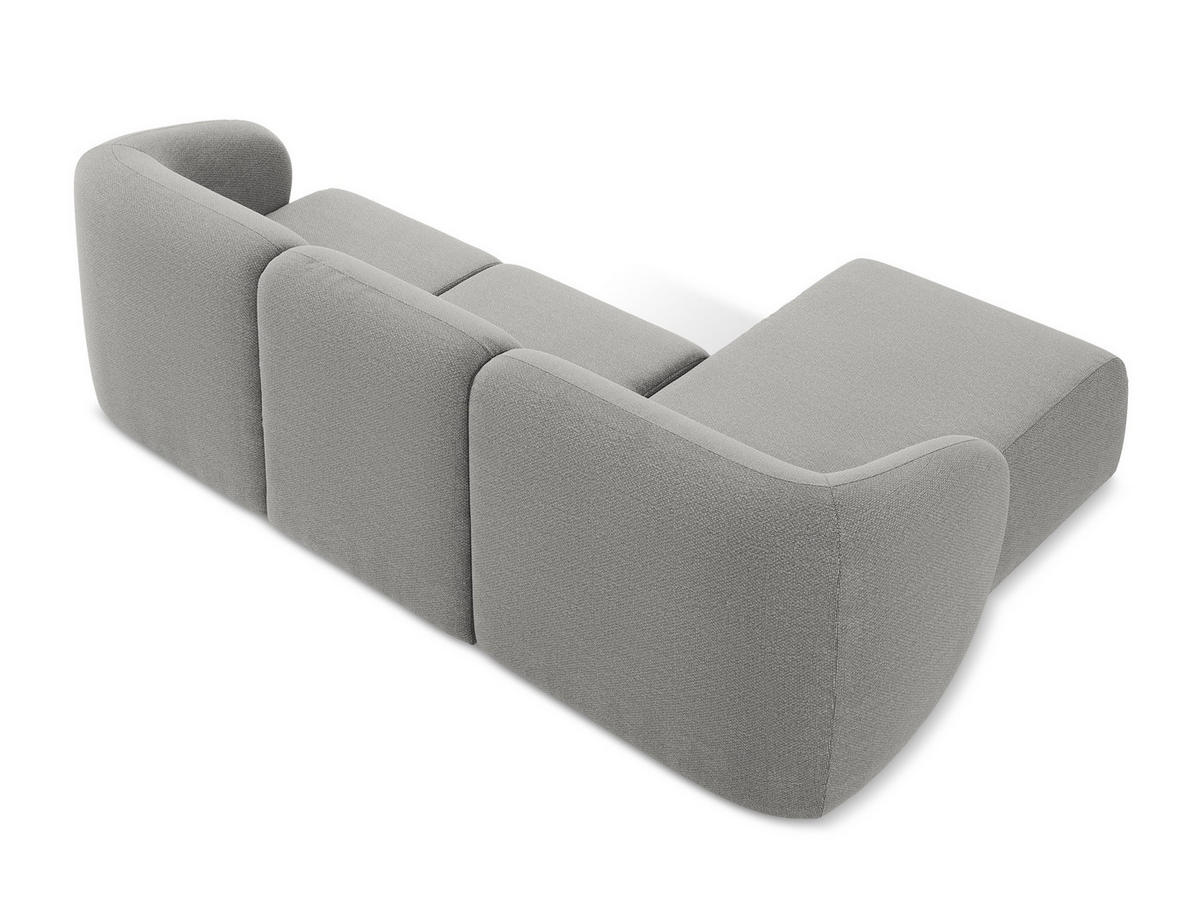 ECKSOFA Links Bouclé Stoff Grau - Hellgrau/Schwarz, Holzwerkstoff/Kunststoff (248/166cm) - Makamii