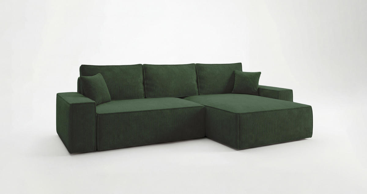 ECKSOFA California mit Schlaffunktion Grün Rechts - Grün, Textil (280/184cm) - Cornero