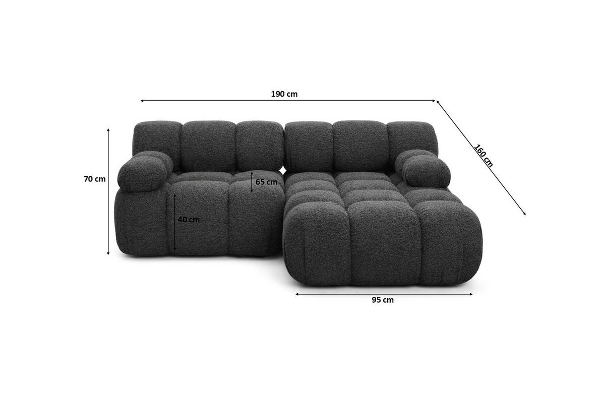 CHAISELONGUE Modular, Veloursstoff Salvador, Rosa, Rechts, Selia - Graphitfarben/Rosa, Holz (190/160cm) - Kaiser Möbel