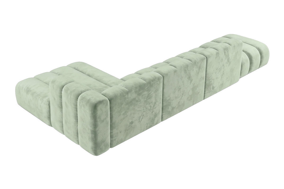 ECKSOFA Modulares In L-Form Mit Hocker, Velvet-Stoff Riviera, Mintz, Links, GRAND - Mintgrün, Holz (386/179cm) - Kaiser Möbel