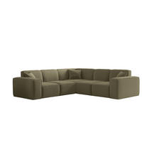 ECKSOFA Univ Celes Premium Opera Velvet - Olivgrün, Holzwerkstoff/Textil (246/246cm) - Fun Möbel