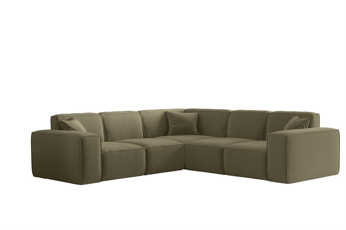 ECKSOFA Univ Celes Premium Opera Velvet - Olivgrün, Holzwerkstoff/Textil (246/246cm) - Fun Möbel