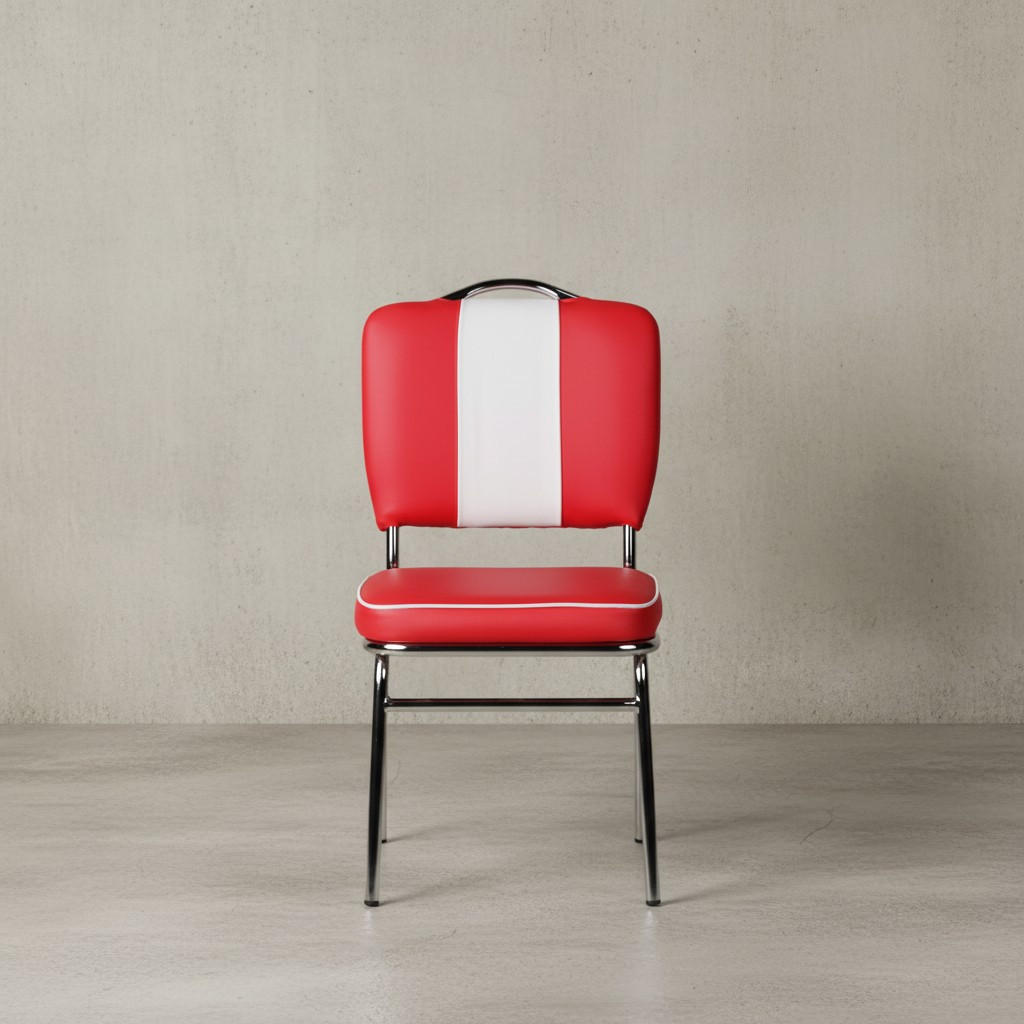 ESSZIMMERSTUHL Kunstleder mit Metallgestell Retro 50-er Jahre gepolstert, Rot 47x45x90 cm - Rot/Silberfarben, Kunststoff/Textil (47/90/45cm) - KADIMA DESIGN