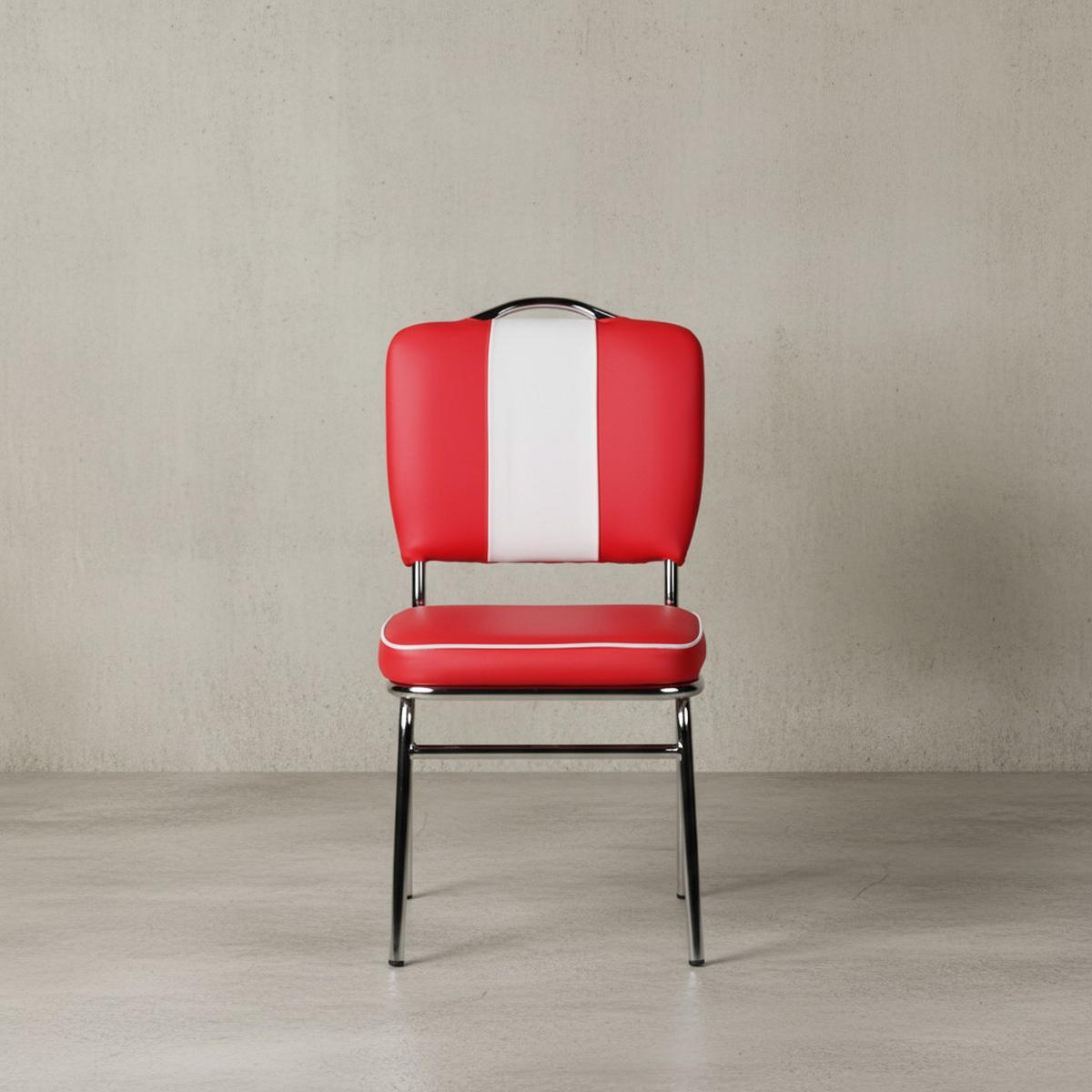 ESSZIMMERSTUHL Kunstleder mit Metallgestell Retro 50-er Jahre gepolstert, Rot 47x45x90 cm - Rot/Silberfarben, Kunststoff/Textil (47/90/45cm) - KADIMA DESIGN