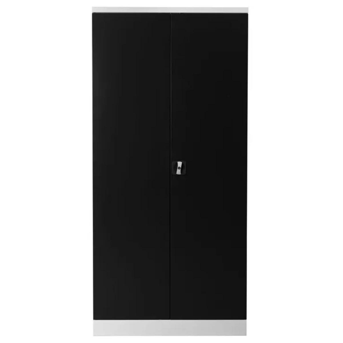 STAHLSCHRANK Bee mit 9 lackierten Fachböden 195x92x50 cm Korpusfarbe Verkehrsweiß Frontfarbe Schwarz - Schwarz, Metall (92/195/50cm)