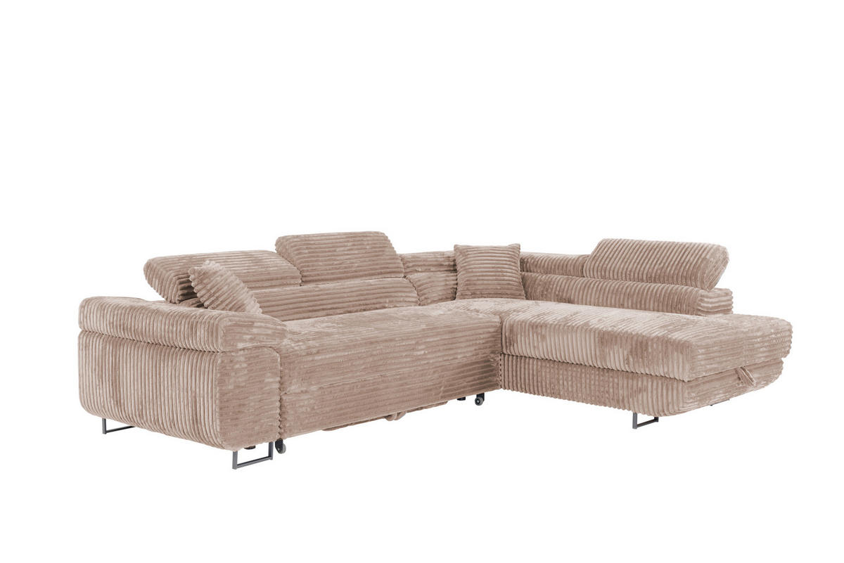 ECKSOFA SERENA L Rechts mit Stauraum, Beige - Beige, Textil (205/275cm) - KS Home Concept