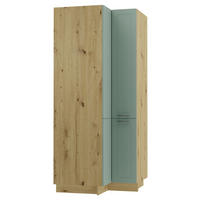 ECKVORRATSSCHRANK Kvantum D24N/207 Eiche Artisan / Mint Matt - Eiche Artisan/Mintgrün, Holz/Holzwerkstoff (90/207/90cm) - Feldmann-Wohnen