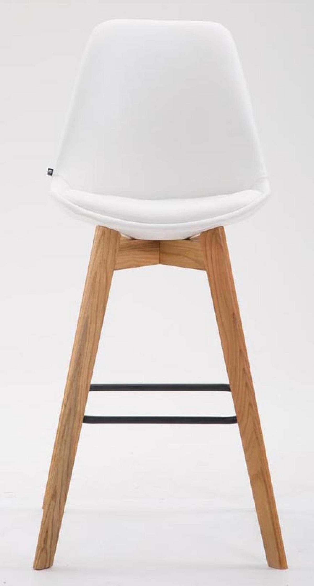 BARHOCKER 2er Set Lederlook weiß - Eukalyptusholzfarben/Weiß, Holz/Textil (48/112/56cm) - CLP
