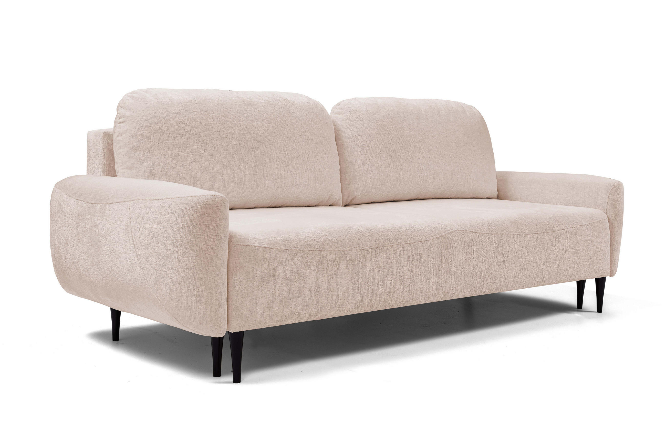 SOFA BOHO Mit Schlaffunktion Und Bettkasten, Wellenfederung, PUR-Schaum, Holzfüße, lose Rückenkissen, freistehend, 244x102x92 cm Rose - Rosa, Holz/Textil (244/92/102cm) - DomoHome