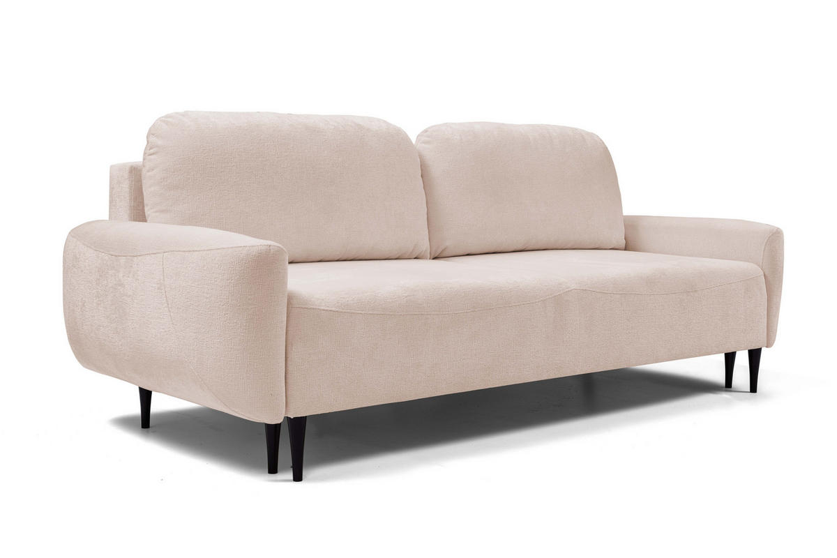 SOFA BOHO Mit Schlaffunktion Und Bettkasten, Wellenfederung, PUR-Schaum, Holzfüße, lose Rückenkissen, freistehend, 244x102x92 cm Rose - Rosa, Holz/Textil (244/92/102cm) - DomoHome