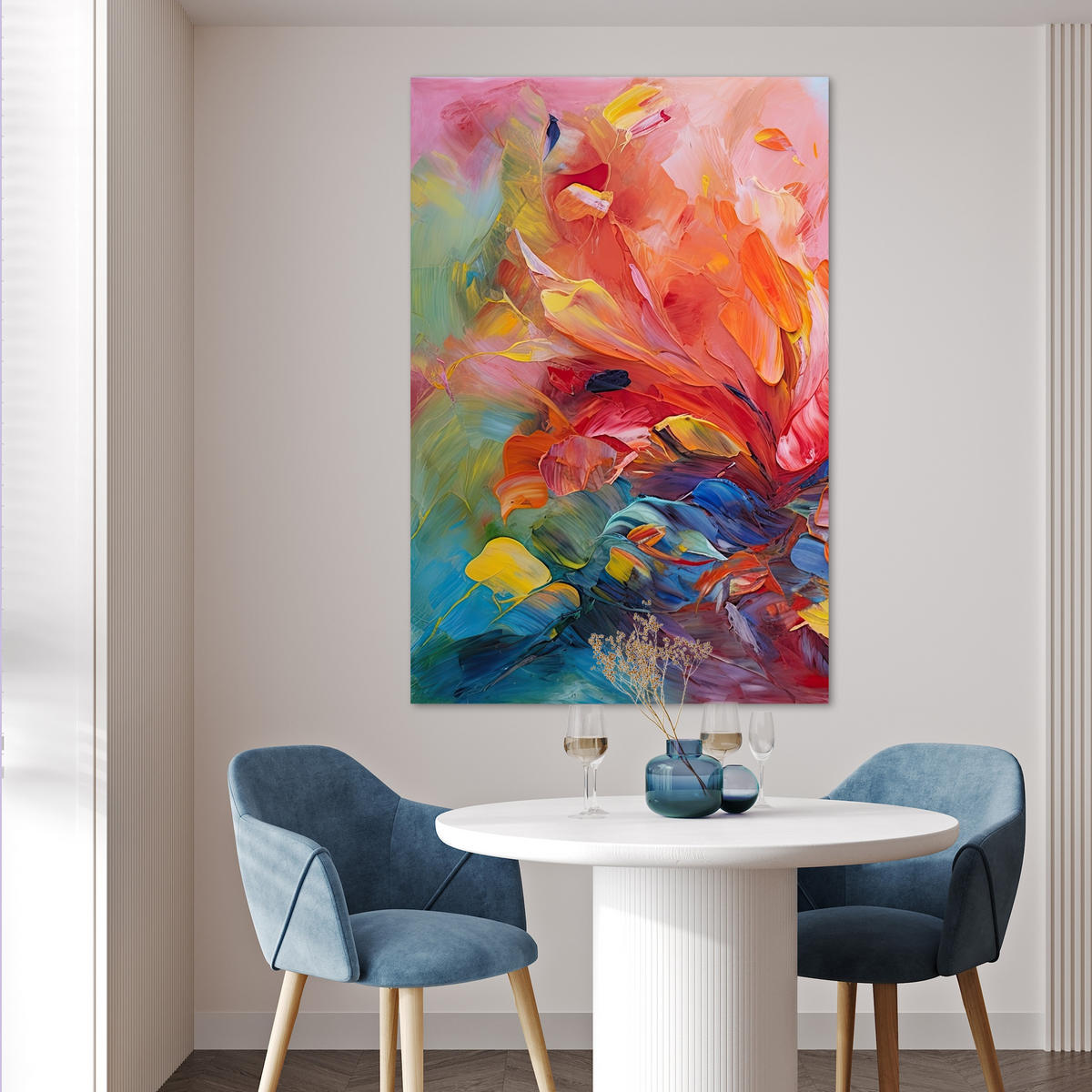 POSTER Ölgemälde - Kunst - Abstrakt - Farbenfroh 80x120 cm - Altrosa, Papier (80/120/0.1cm) - MuchoWow