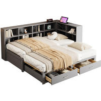 BETT 90/180/190 cm grau aus Holz mit Stauraum - Grau, Holzwerkstoff (90/190cm) - OKMYHOME