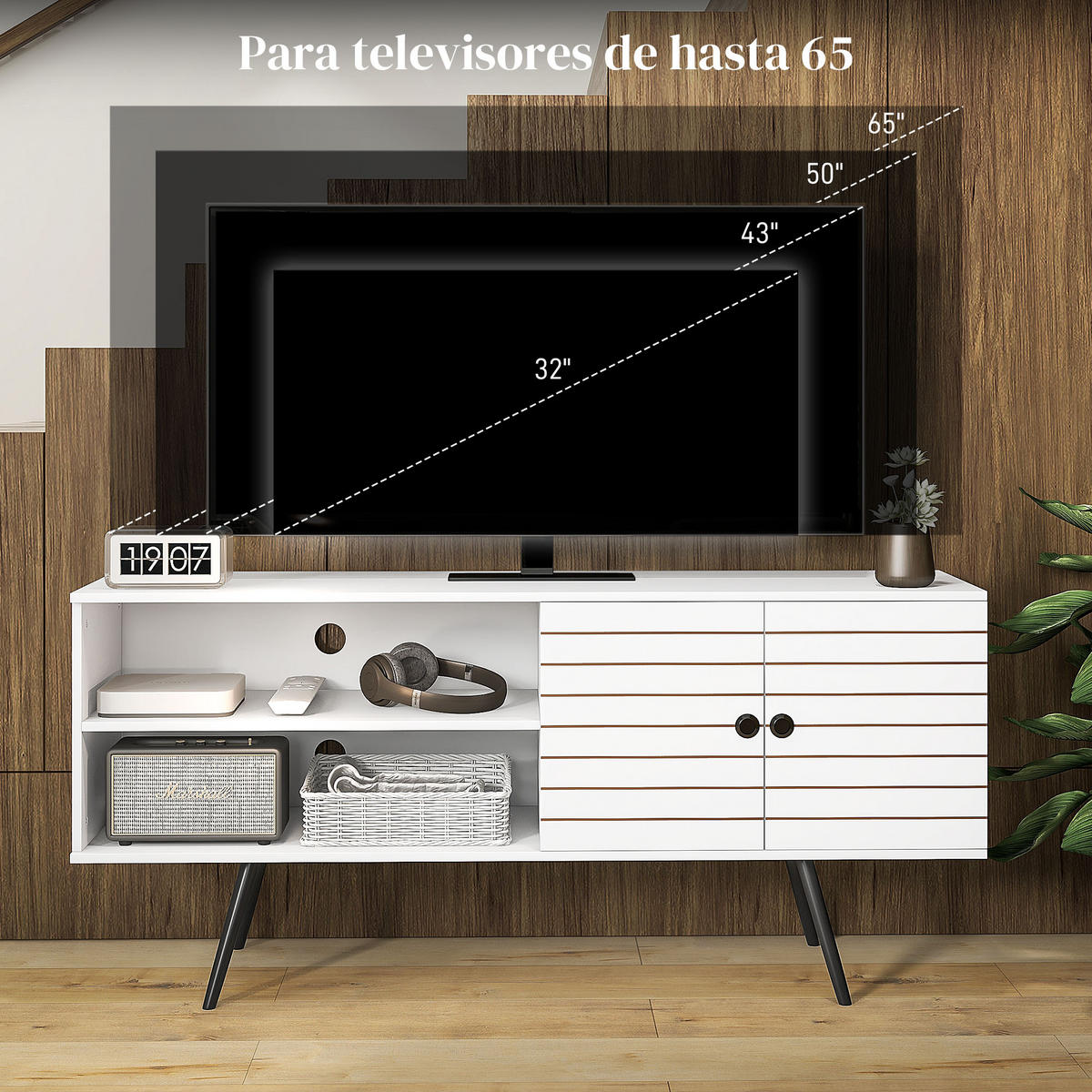 TV-MÖBEL Weiß 1 Stück - Weiß, Holzwerkstoff (145/65/38cm) - GiPP