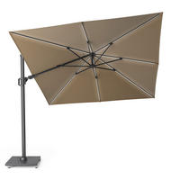 AMPELSCHIRM quadratisch 3 x 3 m mit LED Beleuchtung Challenger T² Basic 360° kippbar taupe/anthrazit - Taupe, Metall (300/300cm) - Platinum