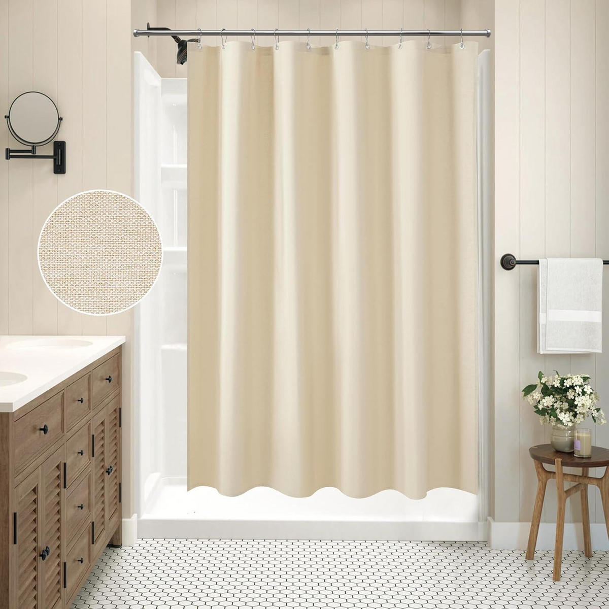 DUSCHVORHANG Leinen 152 x 182 cm Beige - Beige, Textil (152/182cm)