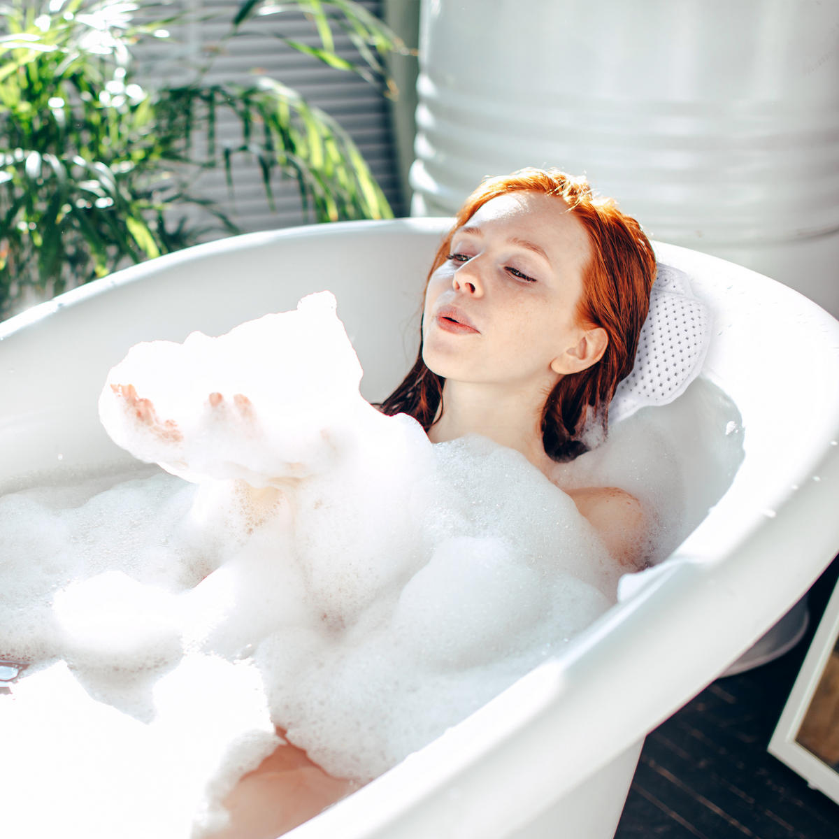 BADEWANNENKISSEN - Weiß, Kunststoff/Textil (30.5/3.5cm) - Relaxdays