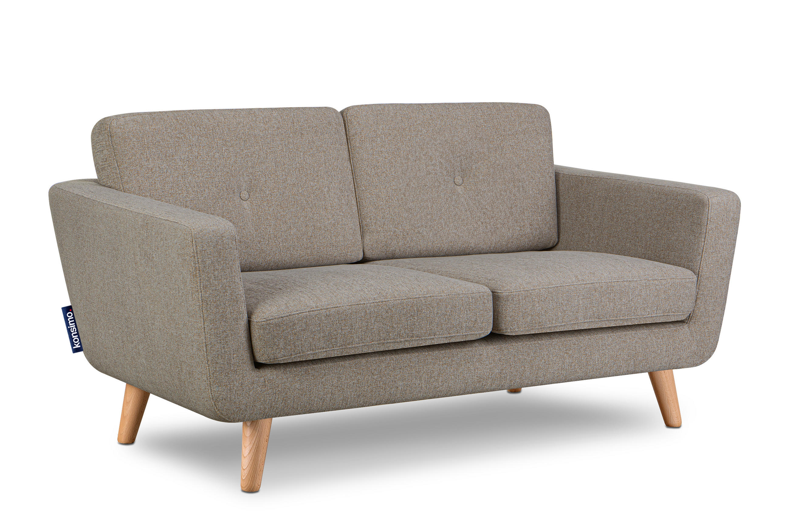 2-SITZER-SOFA TAGIO II mit Armlehnen, Hellbraun - Hellbraun, Textil (88/80/153cm) - KONSIMO®