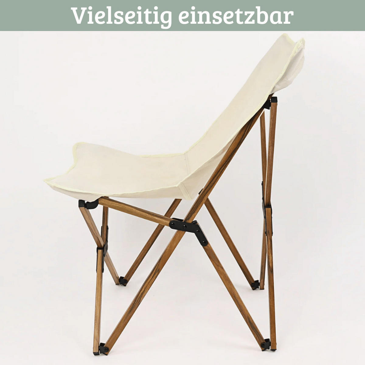 CAMPINGSTUHL Faltbar bis 120kg MILIA Creme - Creme, Holz (52/82/67cm) - DELUKE