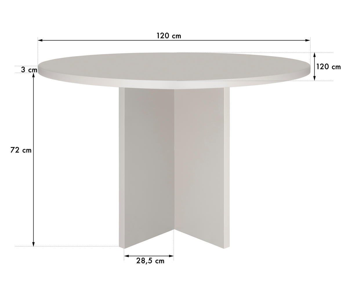 ESSTISCH Runder mit laminiertem 3 cm in Taupe, 120 cm - Beige, Holzwerkstoff (120/120/75cm) - RNT By Really Nice Things