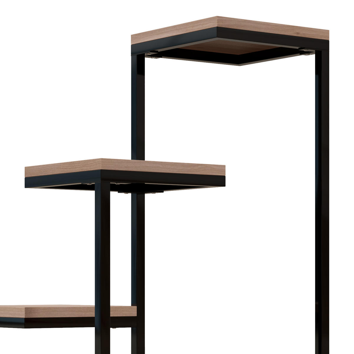 BLUMENTREPPE DE-12152 4-stufig, verschiedene Höhen, industriell Schwarz/Natur - Braun, Metall (40/75.5/40cm) - ComfortXL