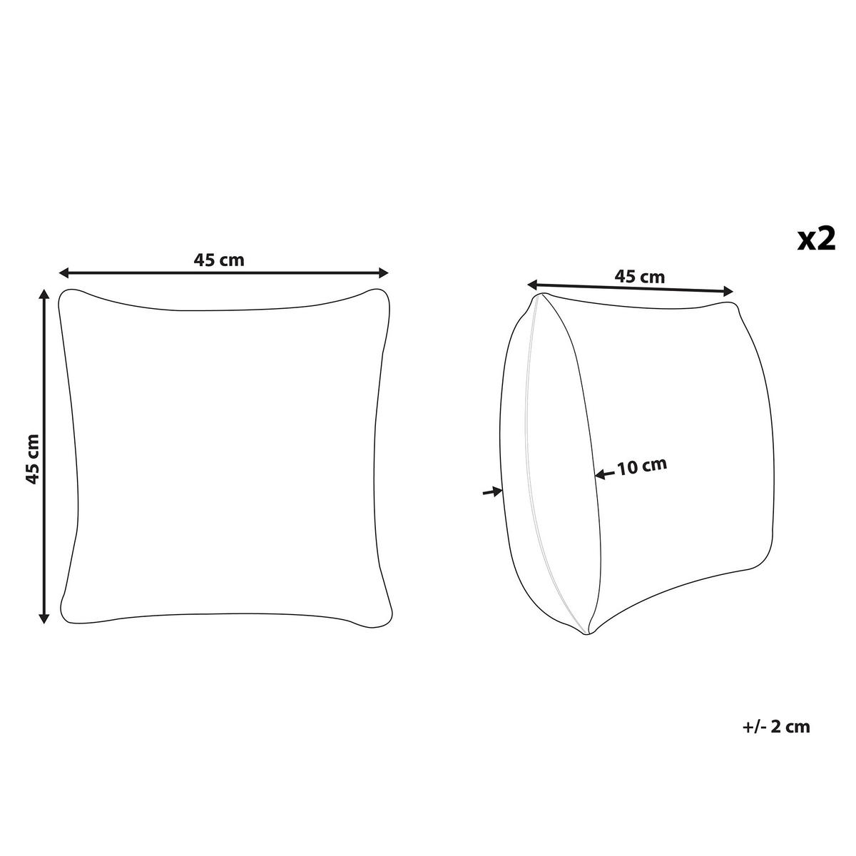 DEKOKISSEN 2er-Set Dunkelgrau 45/45 cm Nellad - Dunkelgrau, Leder (45/45cm) - Beliani