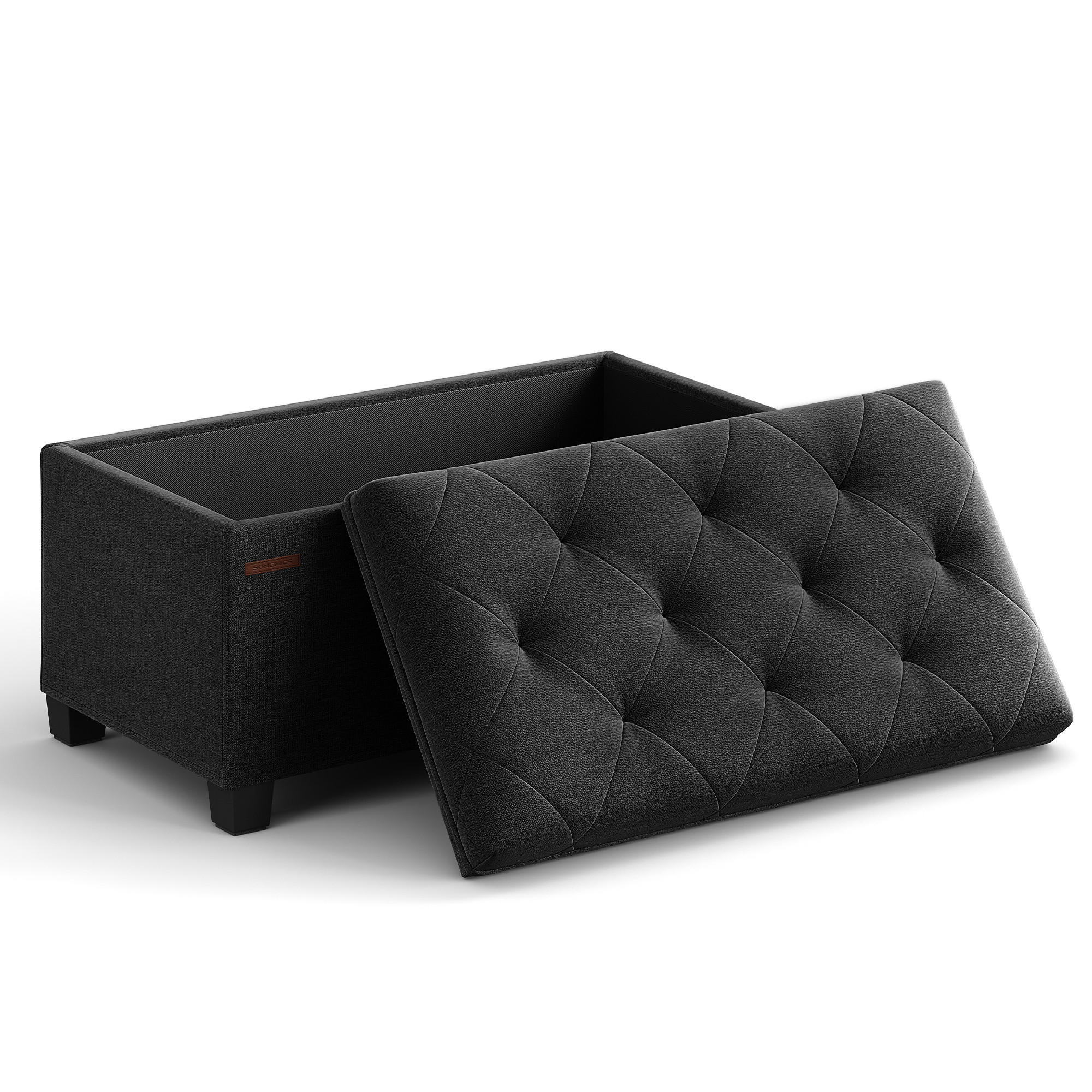 SITZHOCKER Magenta - Schwarz, Holzwerkstoff (76/40/40cm) - SONGMICS