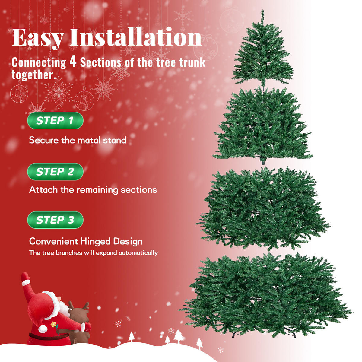 WEIHNACHTSBAUM 210 cm Grün stabiler Metallständer klappbar - Grün, Metall (33cm) - Rattrix