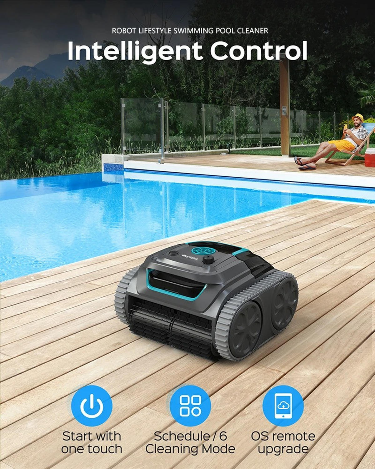 POOLROBOTER kabellos mit APP-Steuerung 6400 mAh - Schwarz, Metall (43/40cm) - Kaket