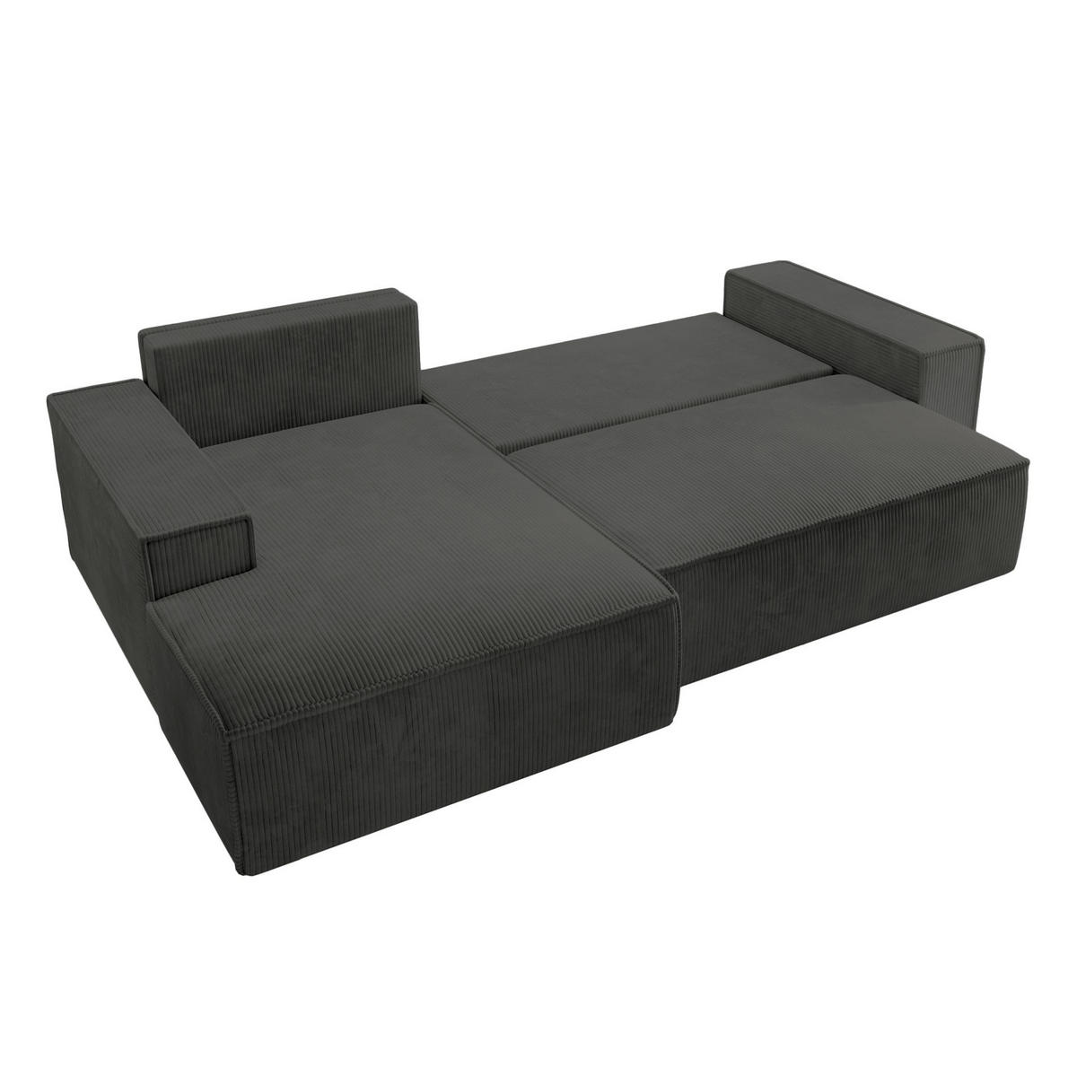 ECKSOFA Farese New Dunkelgrau Cord - Dunkelgrau/Schwarz, Kunststoff/Textil (267/167cm) - Selsey