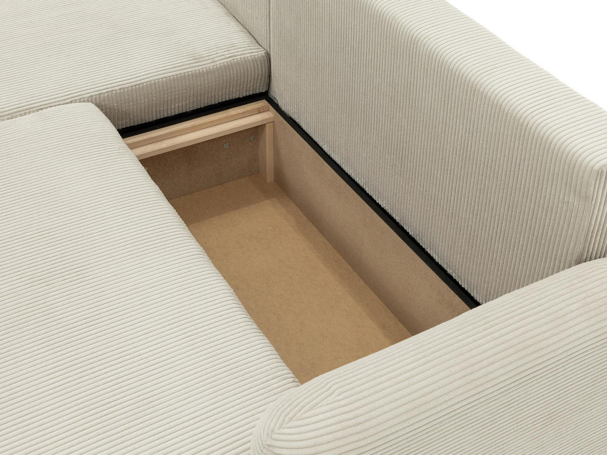 ECKSOFA Loridu Cord, Seite: Links - Schwarz/Grau, Holz/Kunststoff (250/174cm) - MIRJAN24