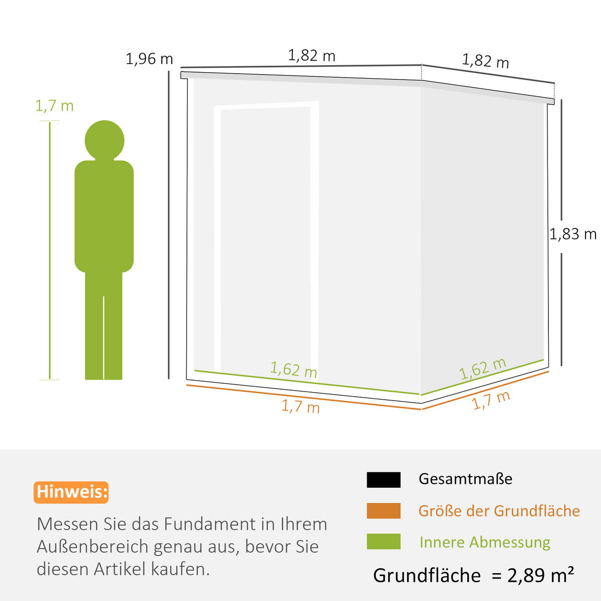 GARTENHAUS Grau 182.0/182.0/196.0cm - Grau, Kunststoff (182/196/182cm)