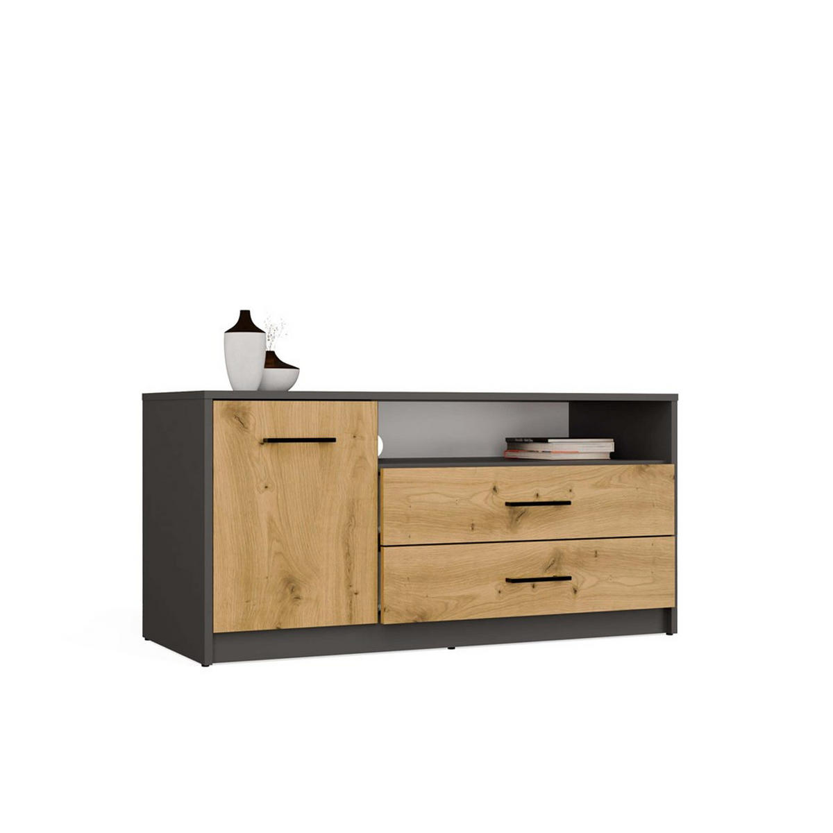 LOWBOARD Anthrazit, Artisan 109/53/45 - Anthrazit, Holzwerkstoff (109/53/45cm) - RAUMHIRSCH FURNITURE