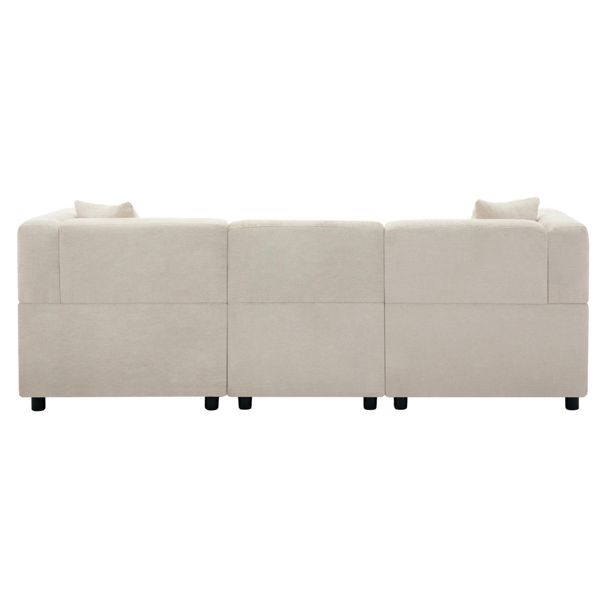 3-SITZER Ecksofa Chenille mit Stauraum-Fußhocker und 2 Kissen 204/126/69 cm Beige - Beige, Kunststoff/Textil (126/204cm) - Redom