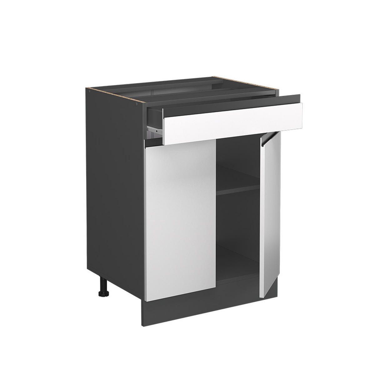 KÜCHENSCHRANK R-Line Weiß 60 cm, AP Anthrazit - Anthrazit/Weiß, Holzwerkstoff (60/81.6/60cm) - Vicco