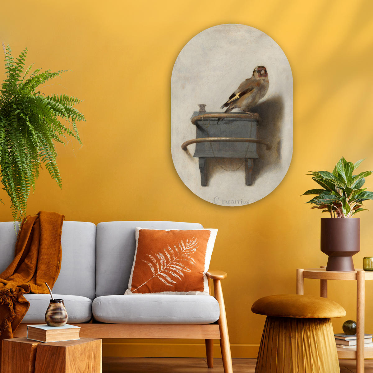 WANDBILD Stieglitz - Alter Meister - Carel Fabritius 60x90 cm - Grau, Kunststoff (60/90cm) - MuchoWow