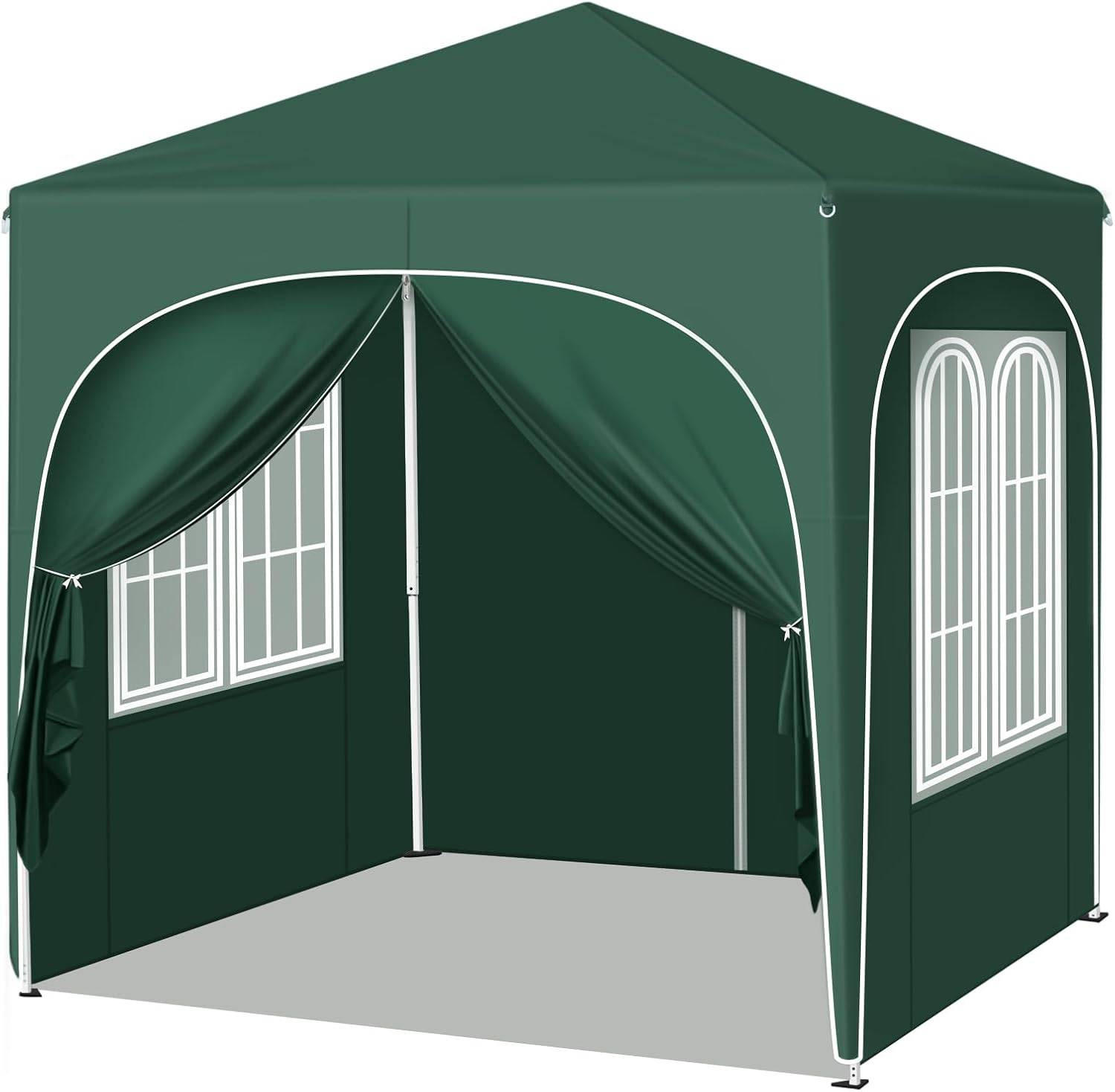 PAVILLON 2x2m mit 4 abnehmbaren Wänden, 3-stufig Höhenverstellbar - Grün, Metall (200/240/200cm) - Woltu