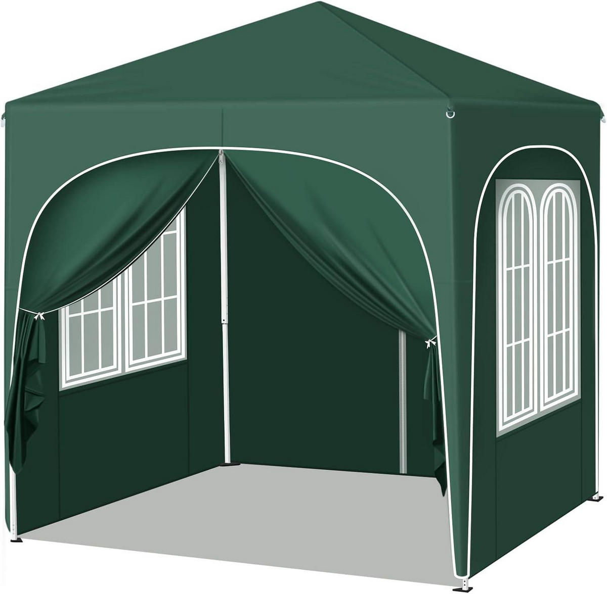 PAVILLON 2x2m mit 4 abnehmbaren Wänden, 3-stufig Höhenverstellbar - Grün, Metall (200/240/200cm) - Woltu