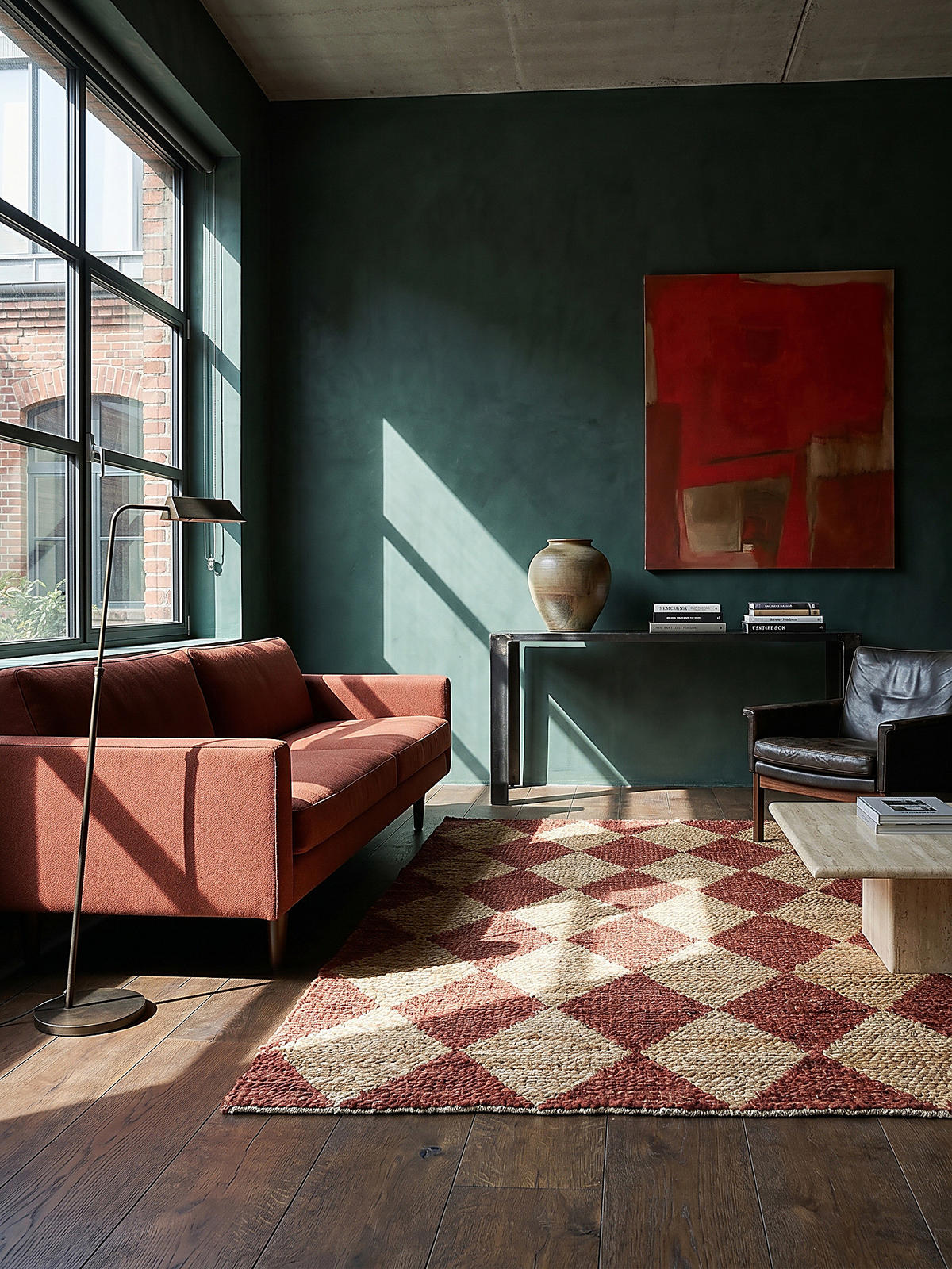 JUTETEPPICH BAIN, mit Rautenmuster, Terrakotta, 120 x 170 cm - Rot, Textil (120/170cm) - KADIMA DESIGN