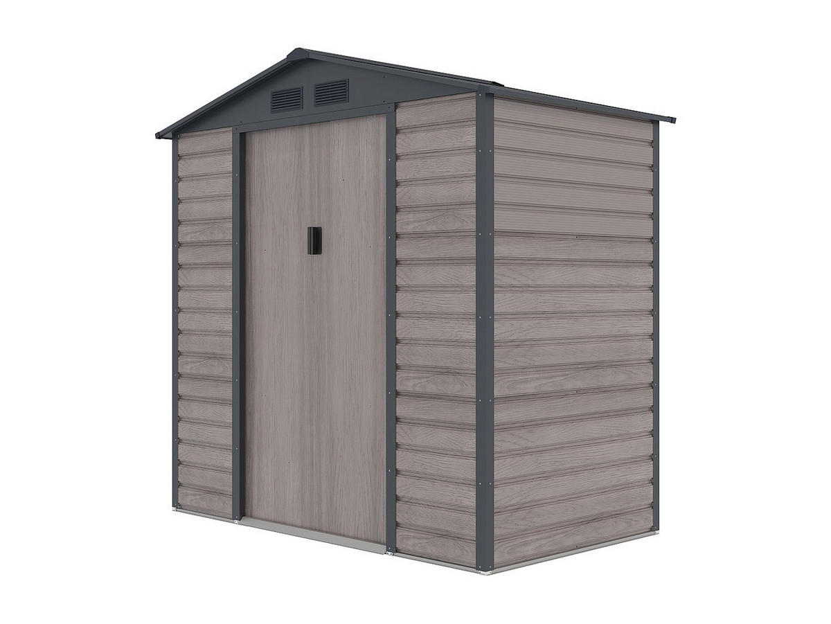 SCHREBERGARTENHAUS - 203 cm x 117 cm - metall - anthrazitgrau, naturfarben dunkel Adelmo - Grau, Metall (203/213/117cm) - Vente-Unique