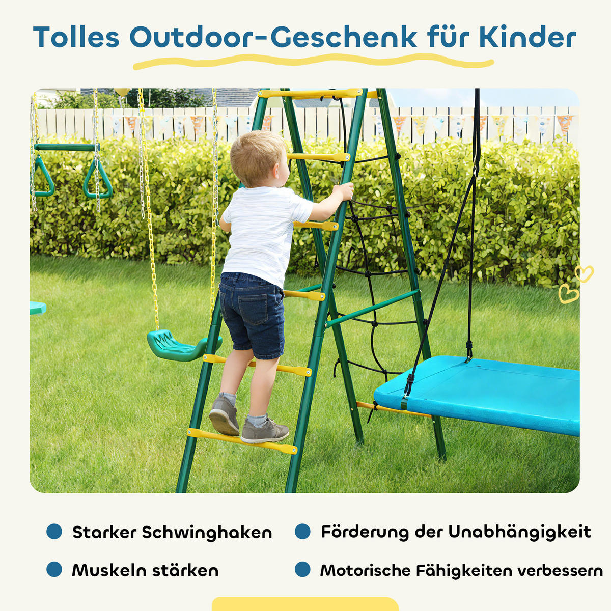 BABYSCHAUKEL Stahl Oxford-Gewebe Grün - Dunkelgrün, Metall (175/440cm) - AIYAPLAY