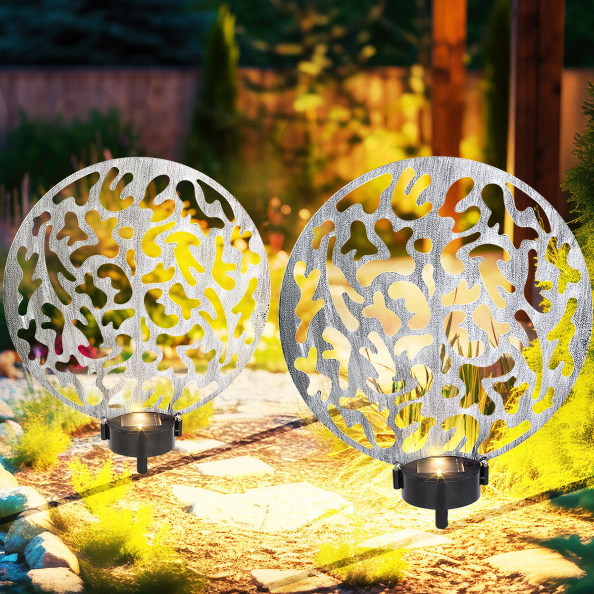 LED AUSSENLEUCHTE Solar Steckleuchte Silber - Silberfarben, Metall (30/10/41cm)