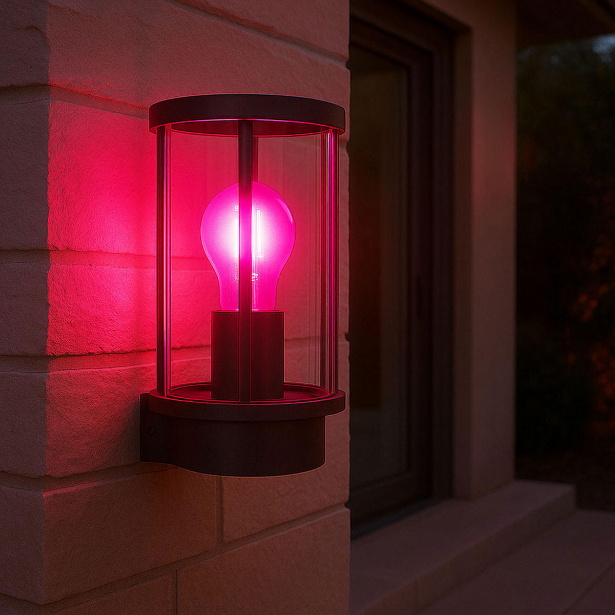 RGB LED AUSSEN-WANDLEUCHTE Edelstahl Schwarz Grau - Grau, Glas (14.3/25.2/15.2cm) - Globo Lighting